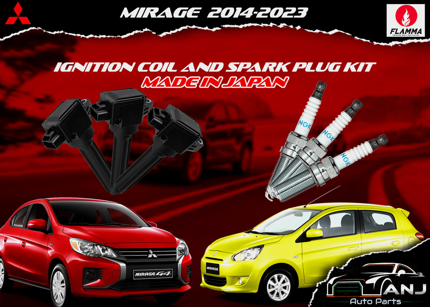 MITSUBISHI MIRAGE 2014-2023 IGNITION COIL KIT MADE IN JAPAN