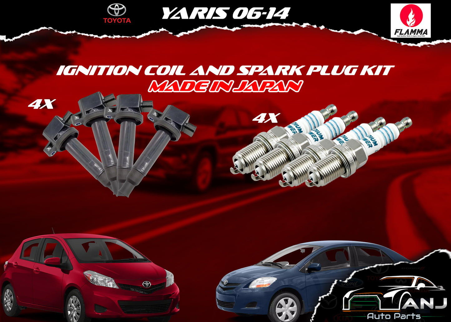 TOYOTA YARIS 06-14 IGNITION COIL KIT MADE IN JAPAN